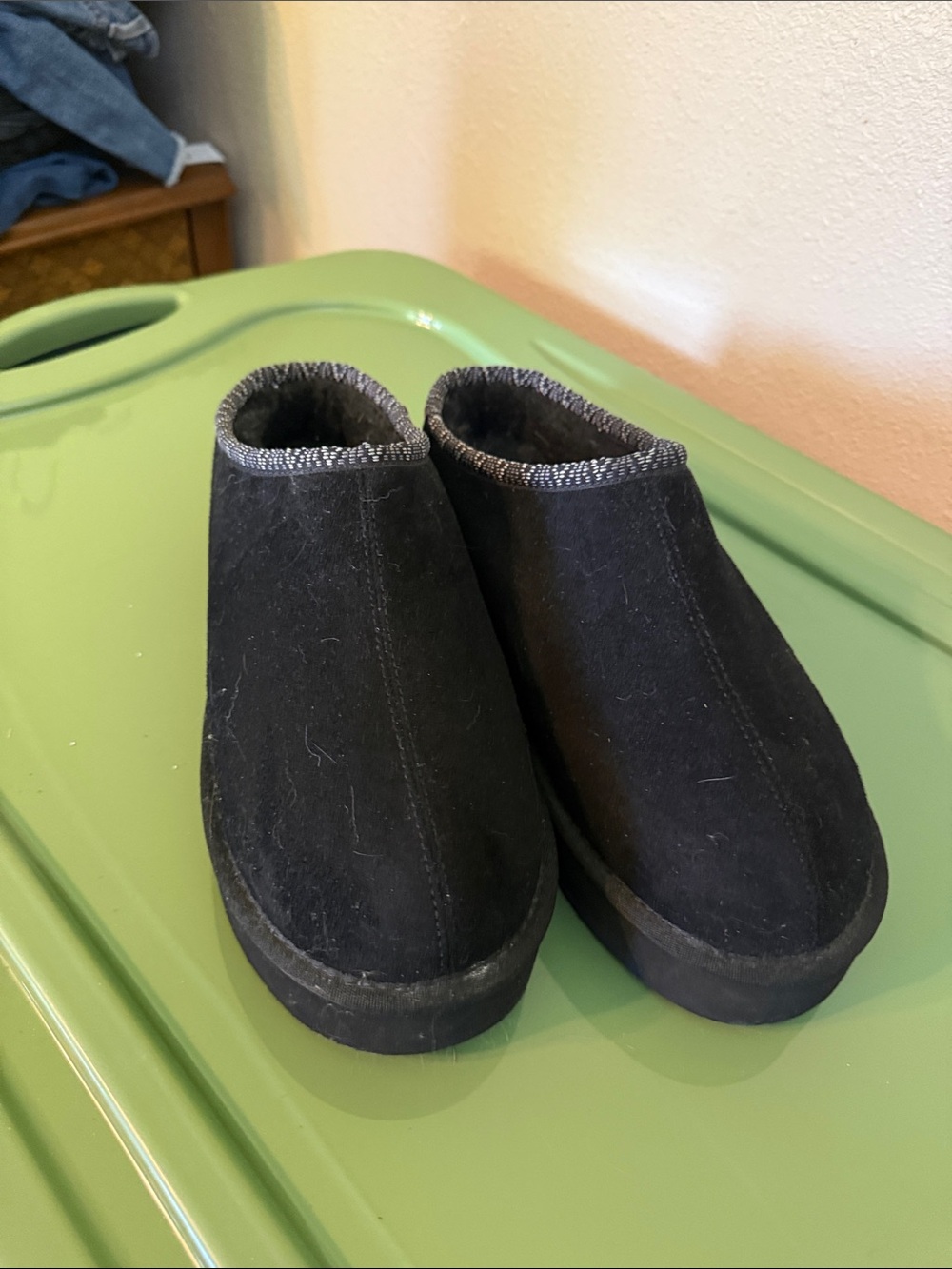 PAWZ Black Suede Slip-On Mules